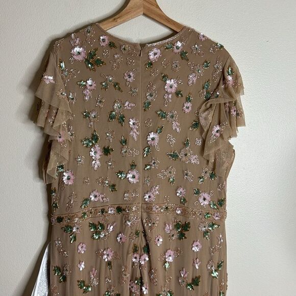 Mac Duggal EMBELLISHED HIGH NECK FLUTTER SLEEVE GOWN size 18 - Picture 11 of 13